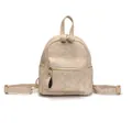 Mini-Rucksack aus beigem Jacquard mit Blumenmuster und goldfarbenen Reißverschlüssen - Milchweiß