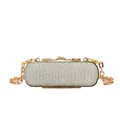 Elegant champagne sequin capsule evening clutch bag with gold chain and metal kiss-lock - Silver