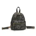 Mini-Rucksack mit Blumen- und Schmetterlingsmuster in Dunkelgrau mit goldener Hardware - Schwarz