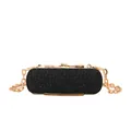 Capsule evening clutch bag in black glitter finish with gold chain strap for luxury party style - Black