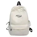 Minimalist creamy white backpack with zipper pockets and MRMIBAG logo for students - 31*45*19 / White