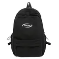 Minimalist black large capacity backpack with white MRMIBAG logo and front zip pocket - 31*45*19 / Black