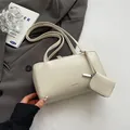Bolso de hombro rectangular blanco crema minimalista con correas finas y estuche a juego - Blanco Roto