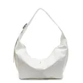 Bolso hobo blanco brillante en forma de medialuna con correa ancha y ajustable - Blanco