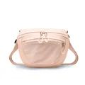 Light pink waterproof crossbody bag with subtle grid texture and dual zipper detail - Pink