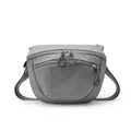 Waterproof grey checkered crossbody bag with adjustable strap and hexagon zipper pulls - Gray