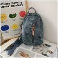 Fashionable dark grey canvas crossbody chest bag with adjustable navy blue wide strap - With Charm / Blue
