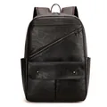 Sleek black faux leather travel backpack with large capacity and stylish metal zippers - One Size / Brown