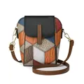 Petit sac bandoulière multicolore avec gaufrage crocodile et détails en métal doré - Noir