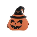 Creative pumpkin crossbody bag with wizard hat and bat design for Halloween style - Orange Red