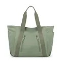 Light green water-resistant nylon tote bag with multiple zipper pockets for daily commute - Green