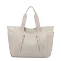 Borsa tote beige in nylon resistente all'acqua con tasche multiple e manici in tessuto - Cammello