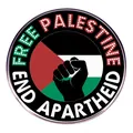 Badge Free Palestine avec drapeau national et poing noir sur fond blanc, en métal allié - Motif Free Palestine