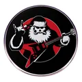 Rock Christmas skeleton Santa brooch with electric guitar and punk music style metal badge - Rock Christmas Skull