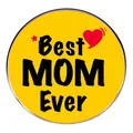 Chapa amarilla para el Día de la Madre con texto Best Mom Ever y borde metálico - Estilo Best Mom Ever Amarillo