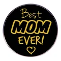 Pin redondo Best MOM EVER! broche de esmalte con diseño de corazón para regalo de madre - Estilo Best Mom Ever! Negro