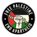 Badge Palestine Libre avec poing brisant des chaînes et couleurs du drapeau - Coloré
