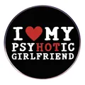 Insigne rond noir I Heart My Psychotic Girlfriend broche en métal pour accessoire - I Heart My Psychotic Girlfriend