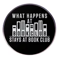 Spilla per club del libro con design circolare in bianco e nero per amanti dei libri - Resta al Club del Libro