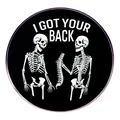 Αστεία καρφίτσα σκελετού 'I GOT YOUR BACK' σε μαύρο και άσπρο με μωβ μεταλλικό περίγραμμα - Χιουμοριστικός Σκελετός (Halloween Σκελετός Σπονδυλική Στήλη)