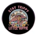 Stay Trippy Little Hippie mushroom enamel pin badge with retro floral daisy design - Little Hippie