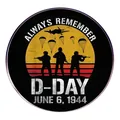 D-Day commemorative pin badge featuring paratroopers and Always Remember text on white background - D-Day Normandy Landing Memorial Style