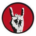 Punk rock handgebaar pin badge in rood zwart en wit metaal voor band muziekfans - I Love Rock Stijl