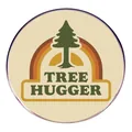 Pin's en émail vintage Tree Hugger avec pin vert et arc-en-ciel rétro orange vibrant - Motif de Pin Tree Hugger