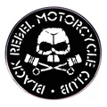 Black Rebel Motorcycle Club badge with skull and pistons on a circular metal alloy pin - Black Rebel Motorcycle Club Style