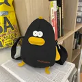 Sac bandoulière en toile canard noir pour femme avec accents de bec et ailes jaunes - Noir