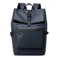 Navy blue multi-functional backpack featuring waterproof matte fabric and buckle closure - Dark Blue