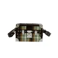 Green and brown plaid box crossbody bag with dark leather trim and silver metal corners - Green Plaid