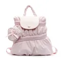 Mochila rosa de nailon plisado con mini monedero y lazo decorativo - Rosa