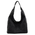 Minimalistische schwarze Hobo-Tasche aus Denim mit großem Fassungsvermögen für Damen - Schwarz