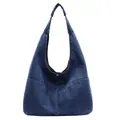Blaue Jeans-Tragetasche mit breitem Schultergurt und Magnetverschluss - Dunkelblau