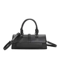 Classic black French baguette bag with top handle and adjustable shoulder strap - Black
