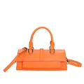 Vibrant orange French baguette bag in smooth leather with black hardware detail - Orange