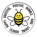Spilla ape in smalto con citazioni motivazionali e frasi positive su sfondo bianco pulito - Stile Ape Ispiratrice