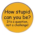 Yellow enamel pin with humorous English quote How stupid can you be a question not a challenge - Yellow English Quote Style (How Stupid)