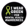 Pin de salud mental con cinta verde y texto sobre fondo negro para concienciación - Salud Mental Cinta Verde