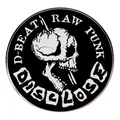 Hardcore punk Disclose skull badge featuring D-Beat Raw Punk text on a metal round pin - Skull Rock