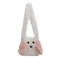Simpatica borsa a tracolla per bambina a forma di cucciolo di peluche bianco con morbida pelliccia - Rosa