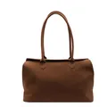 Bolso tote vintage de ante sintético marrón con correas largas para uso diario - Marrón