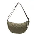 Borsa a tracolla trapuntata verde oliva a forma di luna con cinturino regolabile - Verde