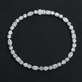 Collana argento con zirconi a cuore multi-taglio e chiusura a incastro ghiacciata - Braccialetto 7 Pollici (Lunghezza 18cm) / Argento