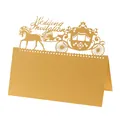 Laser cut royal carriage wedding invitation card in elegant gold cardstock design - 50 Sheets / Gold
