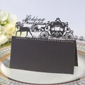 Elegant black laser-cut wedding invitation featuring a royal carriage and horse design - Silver Charcoal