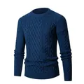 Maglione da uomo in maglia a trecce a maniche lunghe girocollo in blu scuro - M / Blu navy