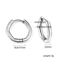 Geometric hexagonal stainless steel hoop earrings with precise size and weight details - Steel Color Hexagonal Style (EA319502S)