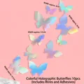 Iridescent laser butterfly cake topper set with wires for DIY birthday party decor - Iridescent Laser Butterfly